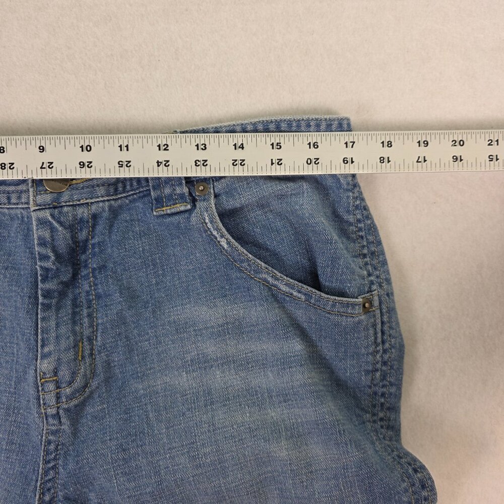 Venezia Bermuda Shorts Women’s 16 Blue Denim Stretch Mid Rise Button Flap Pocket - Picture 5 of 7